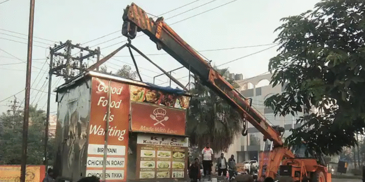 The NIT Raipur Chowpatty (Youth Hub) has been demolished by the Raipur Municipal Corporation